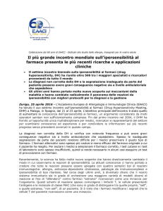 Il più grande incontro mondiale sull`ipersensibilità al farmaco