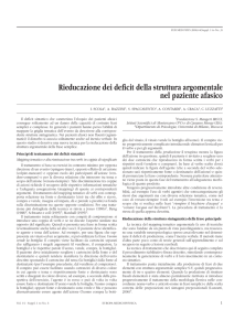 Rieducazione dei deficit della struttura argomentale nel