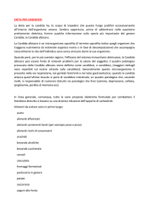 DIETA PER CANDIDOSI La dieta per la candida ha, lo scopo di