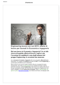 offerte di lavoro per laureati in Economia e Ingegneria