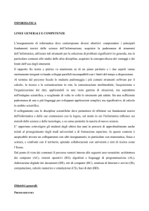 INFORMATICA LINEE GENERALI E COMPETENZE L`insegnamento