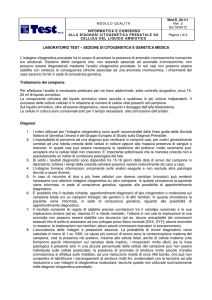 LABORATORIO TEST – SEZIONE DI CITOGENETICA E GENETICA