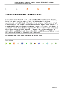 Calendario incontri ``Formula uno`