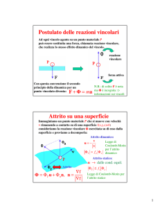 Postulato delle reazioni vincolari Attrito su una superficie