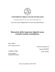 Biometria delle impronte digitali senza contatto tramite smartphone