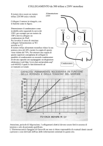 COLLEGAMENTO da 380 trifase a 230V monofase