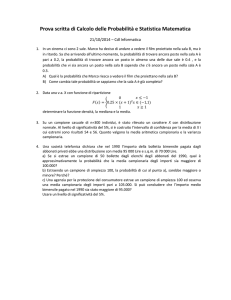 Prova scritta di Calcolo delle Probabilità e Statistica Matematica
