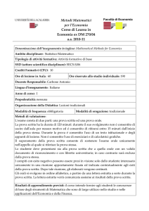 Metodi Matematici per l`Economia