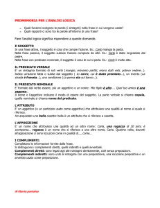 PROMEMORIA PER L`ANALISI LOGICA Fare l