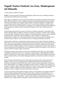 Napoli Teatro Festival: tra Iran, Shakespeare ed Eduardo