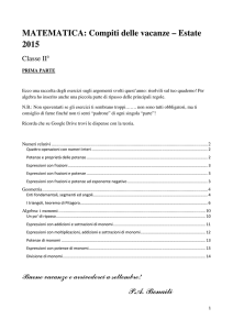 MATEMATICA: Compiti delle vacanze – Estate 2015