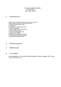 Economia e politica monetaria a.a. 2011