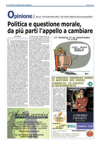 Politica e questione morale, da più parti l`appello a