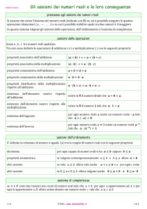 Gli assiomi dei numeri reali e le loro conseguenze