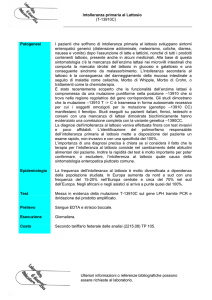 Intolleranza primaria al Lattosio (T-13910C) Ulteriori informazioni o