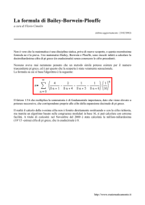 La formula di Bailey-Borwein-Plouffe