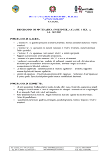 PROGRAMMA DI MATEMATICA SVOLTO NELLA CLASSE 1 SEZ. A