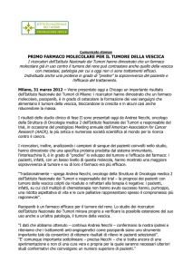 PRIMO FARMACO MOLECOLARE PER IL TUMORE DELLA VESCICA