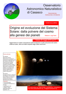 Origine ed evoluzione del Sistema Solare: dalla polvere del cosmo
