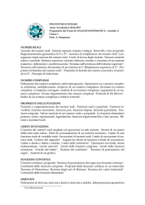 NUMERI REALI Assiomi dei numeri reali. Insiemi separati, insiemi
