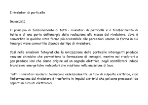 I rivelatori di particelle Generalità Il principio di funzionamento di tutti