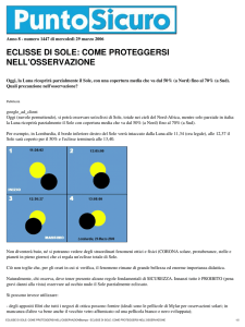 ECLISSE DI SOLE: COME PROTEGGERSI NELL