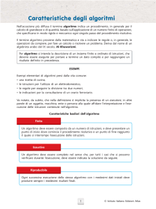 Caratteristiche degli algoritmi