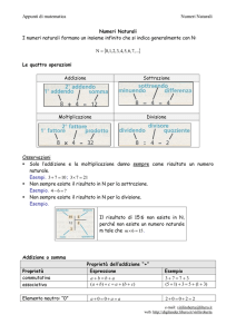 Appunti di matematica Numeri Naturali Numeri Naturali I numeri