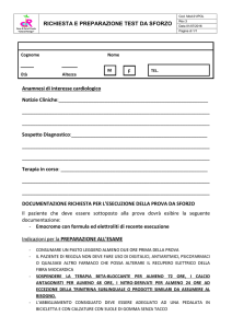 RICHIESTA E PREPARAZIONE TEST DA SFORZO