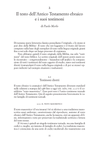 2 Il testo dell`Antico Testamento ebraico e i suoi testimoni