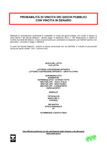 LE PROBABILITÀ DI VINCITA, Materiale di consultazione - Sts-Fit