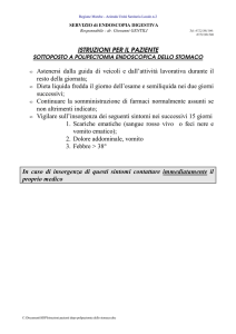 Istruzioni pazienti dopo polipectomia dello stomaco