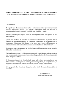 CONSENSO ALLA RACCOLTA E TRATTAMENTO DI DATI