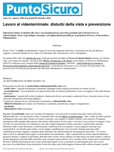 Lavoro al videoterminale: disturbi della vista e