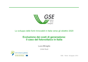 Evoluzione dei costi di generazione: il caso del fotovoltaico in