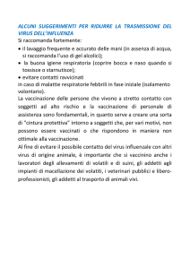 ALCUNI SUGGERIMENTI PER RIDURRE LA TRASMISSIONE DEL