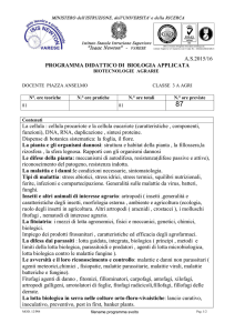 AS2015/16 PROGRAMMA DIDATTICO DI BIOLOGIA APPLICATA La