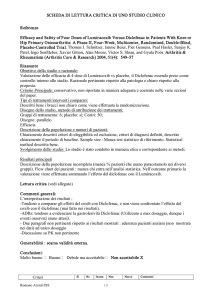 SCHEDA DI LETTURA CRITICA DI UNO STUDIO CLINICO