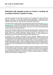 Detrazione IVA integrale anche se il bene è venduto ad un prezzo