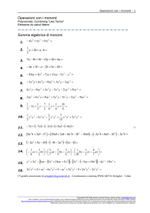 Operazioni con i Monomi: Esercizi di Algebra