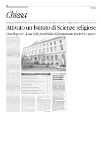 Attivato un Istituto di Scienze religiose - ISSR