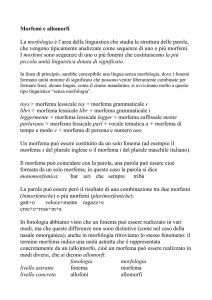 Morfemi e allomorfi La morfologia è l`area della linguistica che