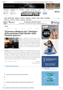 "Il Farmaco allunga la vita": l`iniziativa dell`associazione Gigi Ghirotti