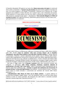 Il Pontefice Benedetto XVI approva un testo dove Roma viene posta