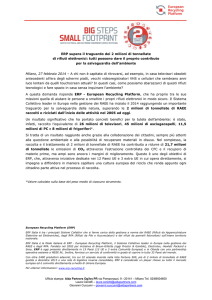 ERP supera il traguardo dei 2 milioni di tonnellate di rifiuti elettronici