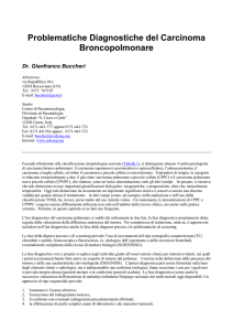 Problematiche Diagnostiche del Carcinoma Broncopolmonare