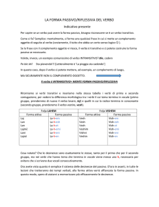 LA FORMA PASSIVO/RIFLESSIVA DEL VERBO