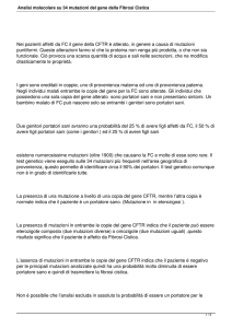 Analisi molecolare su 34 mutazioni del gene della Fibrosi Cistica