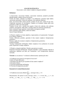 ANALISI MATEMATICA Successioni e serie, numeri complessi