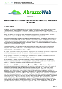 serenamente: i segreti del disturbo bipolare, patologia moderna